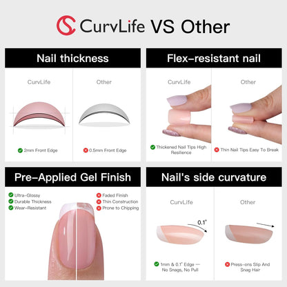 Press-On Nails Set - Salon-Style Milky White Finish For Instant Natural Elegance