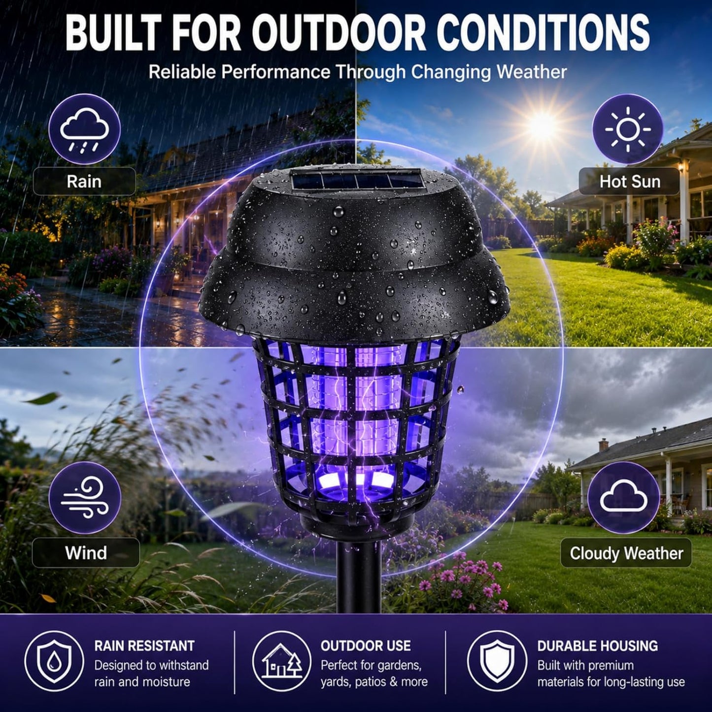 Solar Bug Zapper Light – UV Insect Control & Ambient Garden Lighting for Outdoor Spaces